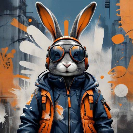 Urban Rabbit Character in Grunge Style