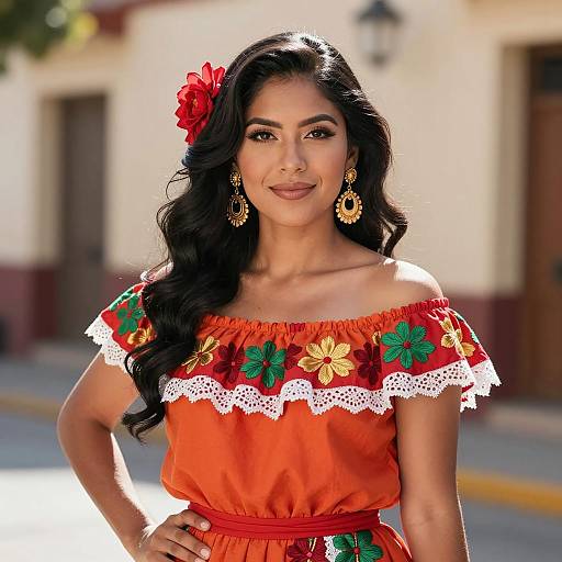 Woman in Traditional Mexican Dress