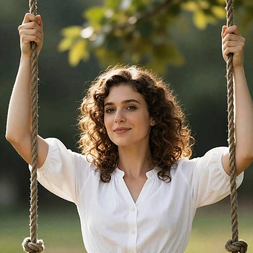 Victorian Lady with Rope Swing Outdoors