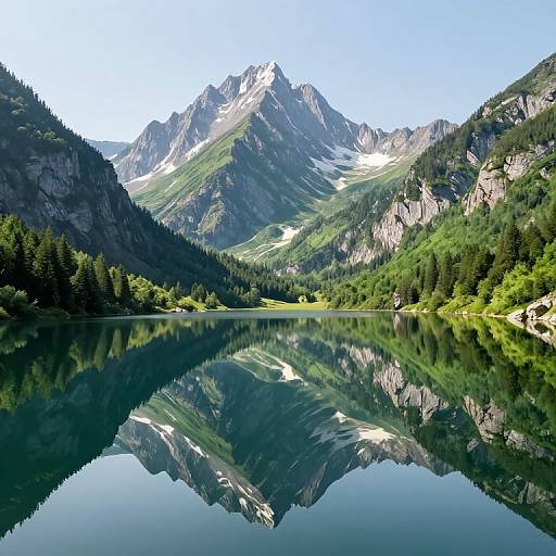 Serene 3D Mirrored Mountain Landscape