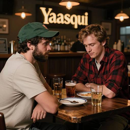 Intimate Conversation in a Dim Bar