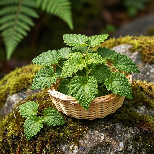 Close-Up of Fresh Lovage Leaves