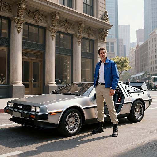 Futuristic Man with Modified DeLorean