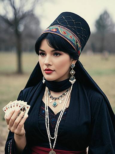 Woman in Traditional Fortune Teller Costume