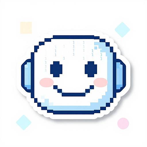 Friendly AI Pixel Art Sticker Design