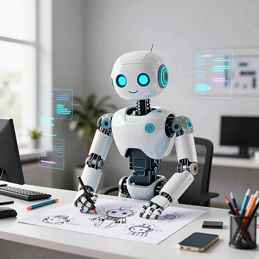 Friendly Humanoid Robot Sketching Designs