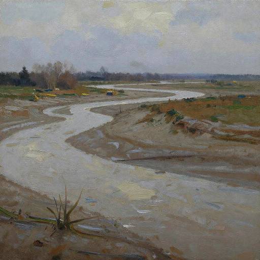 Realistic Floodplain Lowlands Oil Painting