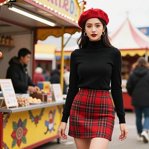Preppy Woman at Carnival Street Vendor