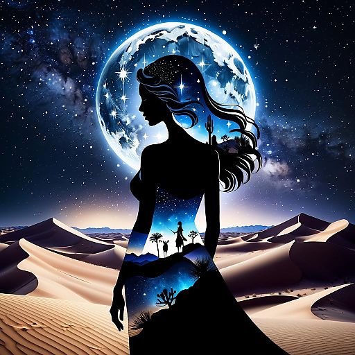 Goddess Silhouette with Starry Night
