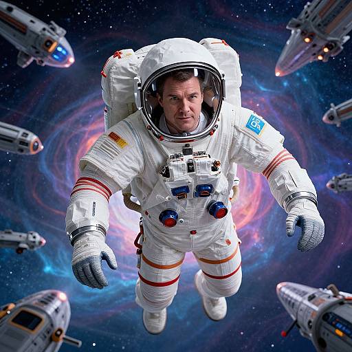 Photorealistic Astronaut in Psychedelic Space