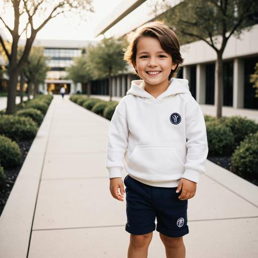 Smiling Toddler Boy in Casual Outfit Outdoors