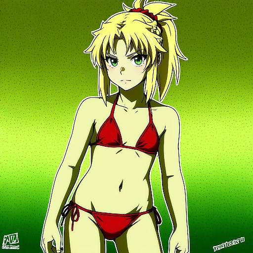 Illustration of Mordred (swimsuit rider) (first ascension) (fate), fate (series) in the style of 71