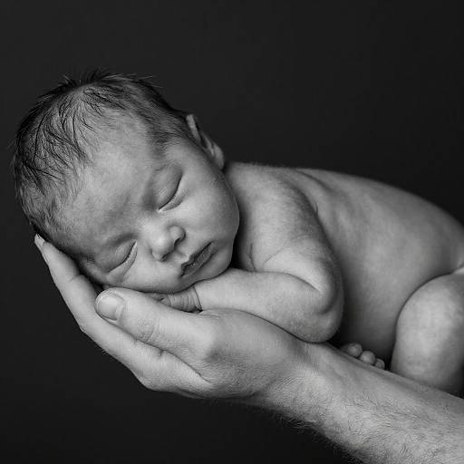 Tender Black-and-White Newborn Portrait
