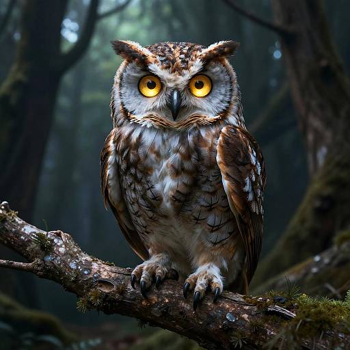 Three-Eyed Owl in Mystical Forest