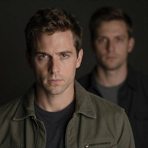 Intense Portrait of Two Men in Shadows