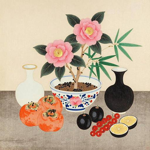 Classic Japanese Woodblock Still Life