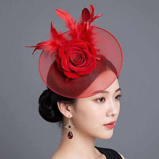 Elegant Red Rose Halo Fascinator