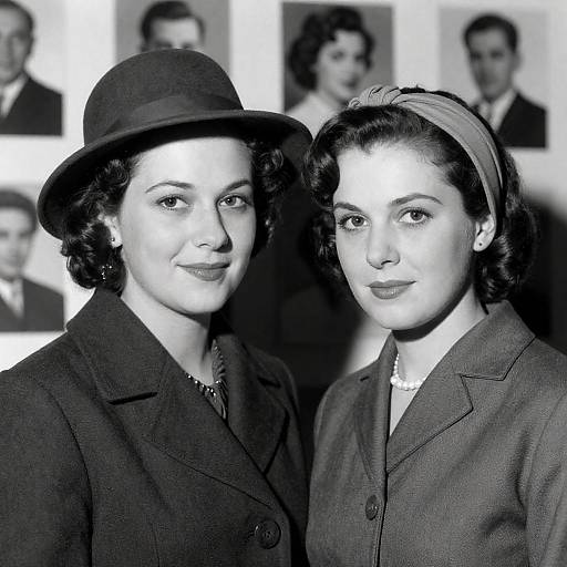 Vintage Black-and-White Portrait of Two Women