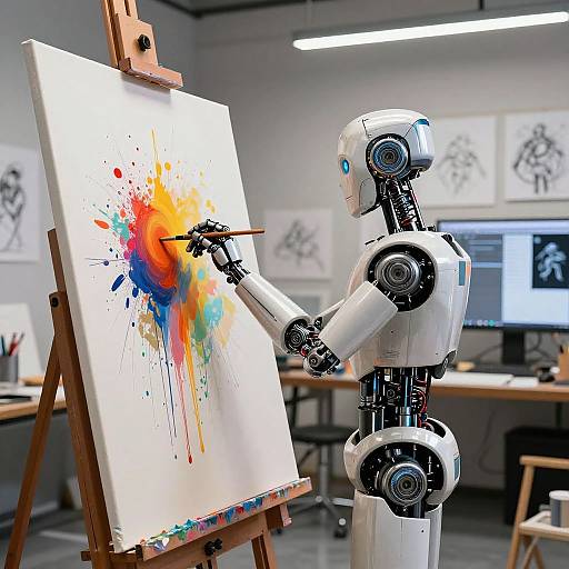 Robotic Artist Creating Vivid Masterpiece