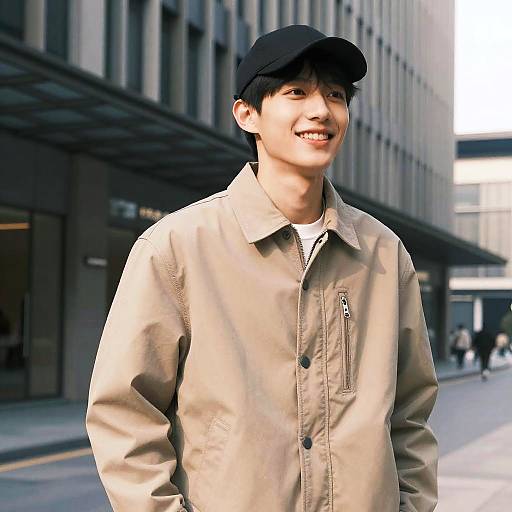 Young Man Smiling in Urban Setting