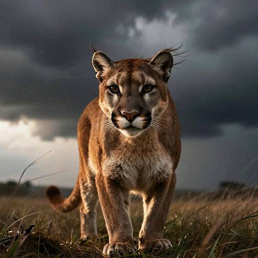 Wind-Swept Mountain Lion in Storm