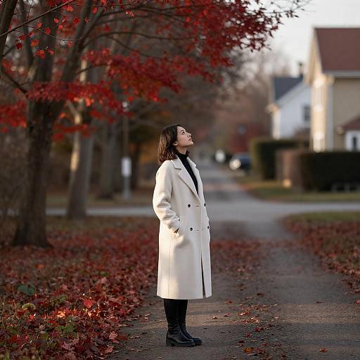 Serene Autumn Pathway with Woman