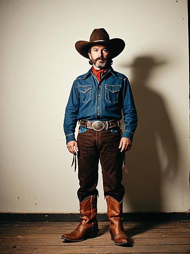 Man Wearing Old Cowboy Costume