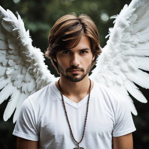 Young Man with Angel Wings Costume