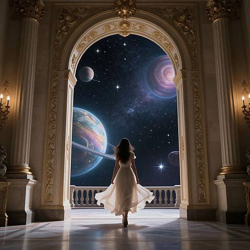 Woman Entering Digital Universe