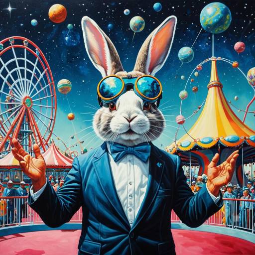 Surreal Juggling Rabbit at Cosmic Amusement Park
