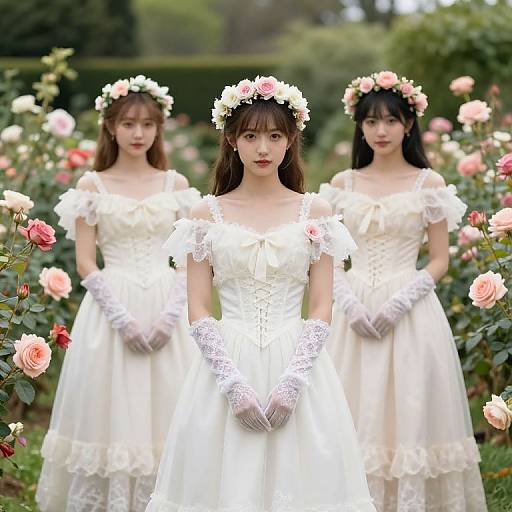 Victorian Bridesmaids in Garden Setting
