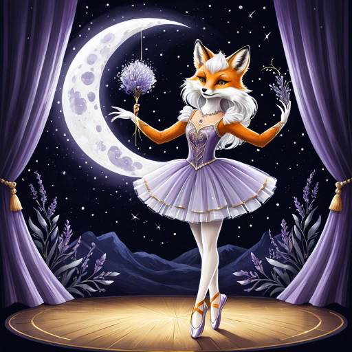 Graceful Ballerina Fox on Moonlit Stage