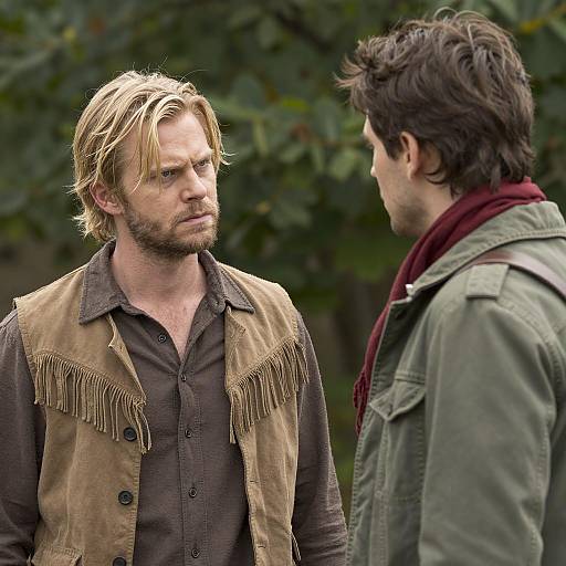 Intense Conversation Between Two Men Outdoors