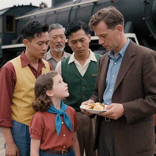1940s Vintage Photo of People by Train