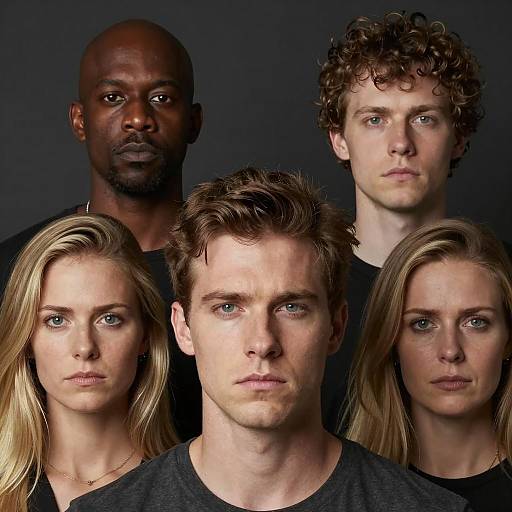 Serious Group Portrait on Dark Background