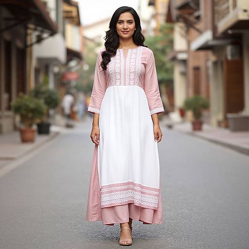 Woman in Pink Designer Kurti
