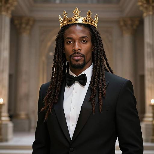 Regal Man with Dreadlocks and Crown