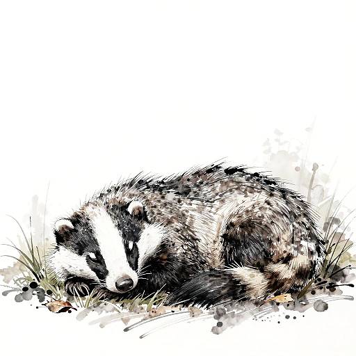 Brush and Ink Badger Illustration