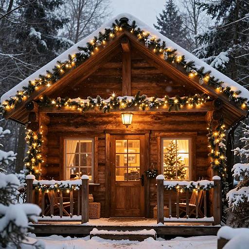 Cozy Festive Cabin with Fairy Lights