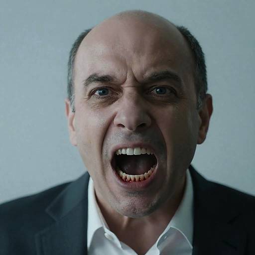 Intense Portrait of a Screaming Man