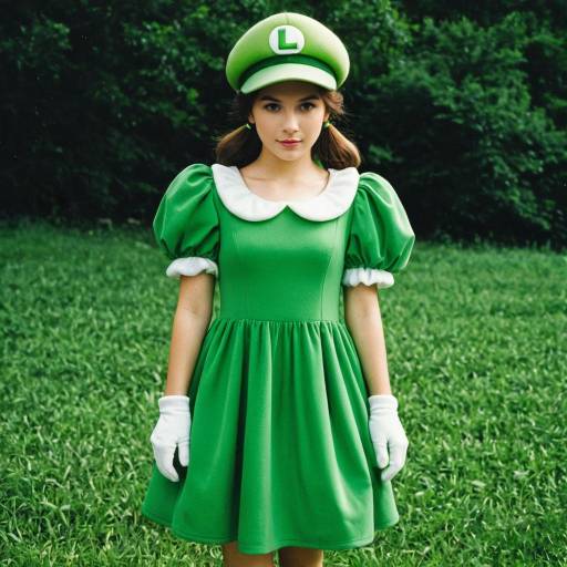 Realistic Luigi Costume Girl Outdoor Pose