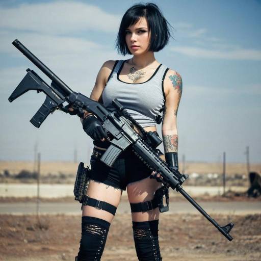 Warrior Girl with Assault Rifle