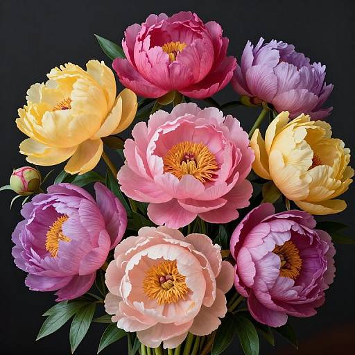 Photorealistic Van Gogh Style Peonies