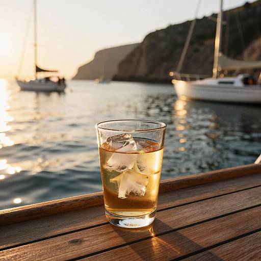 Golden Hour Drink on Boat Deck