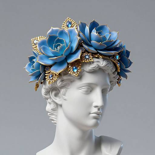 Surreal Blue Succulent Fantasy Headpiece
