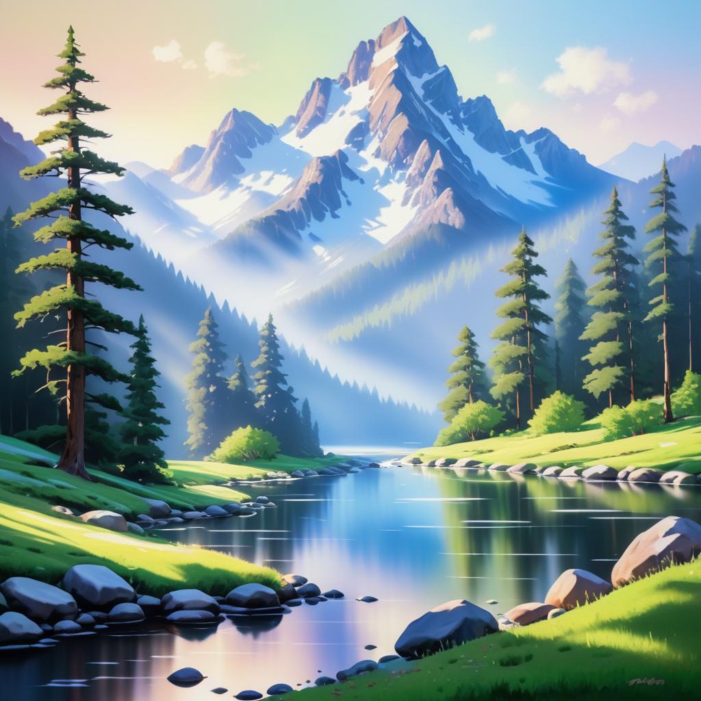 Serene Mountain Landscape Portrait