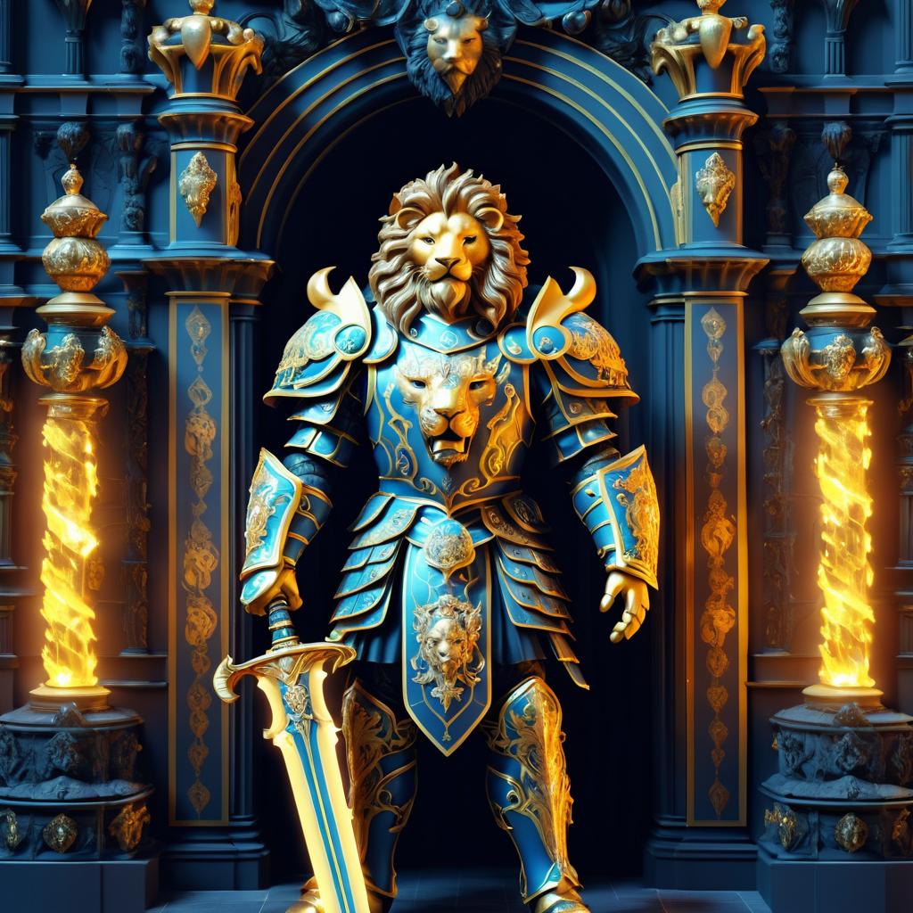 Baroque Guardian with Lion in Castle