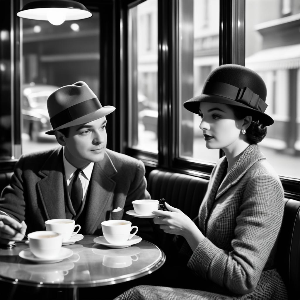 Vintage Film Noir Diner Scene