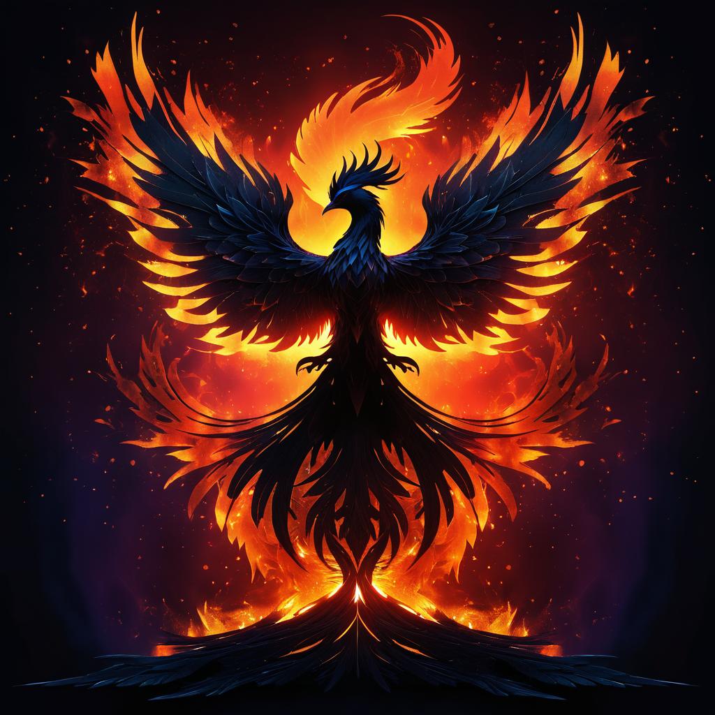 Vibrant Phoenix Rising: Abstract Ember Design