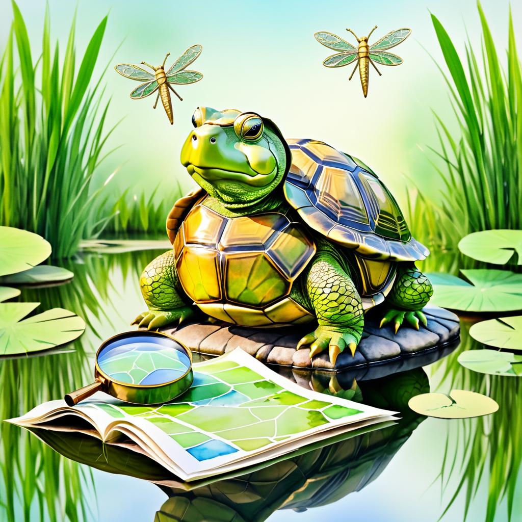 Serene Tortoise by Tranquil Pond